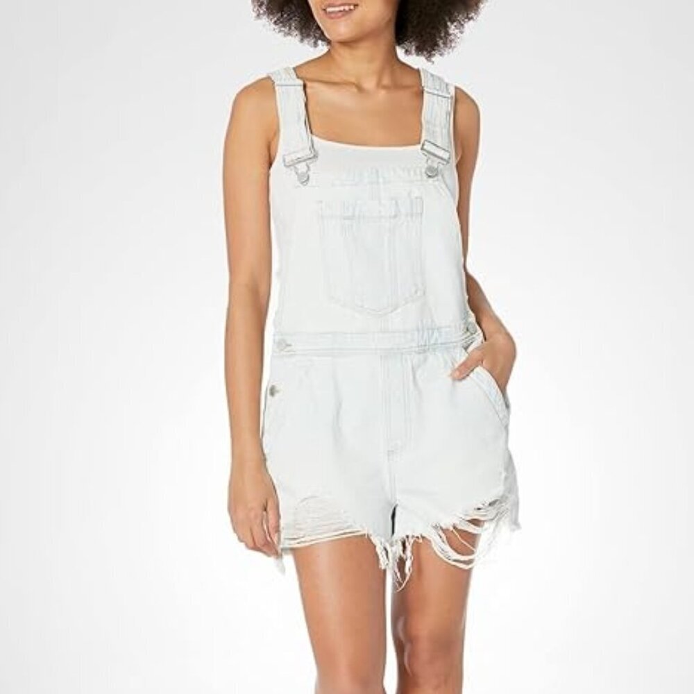NWT BlankNYC Size XS Bib Shorts Denim Overalls Shortalls Distressed Piano Solo
